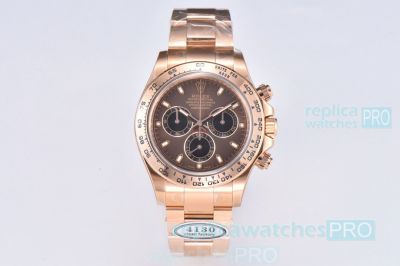 1:1 Super clone Rolex Daytona Clean Calibre 4130 Watch 904L Rose Gold Chocolate Dial